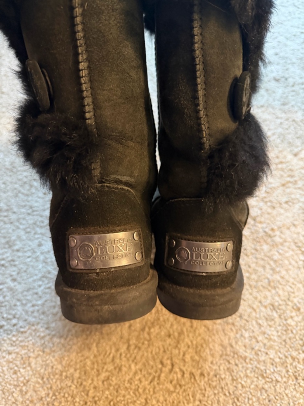 Australia Luxe Collective Black Faux Shearling Labeled Interior